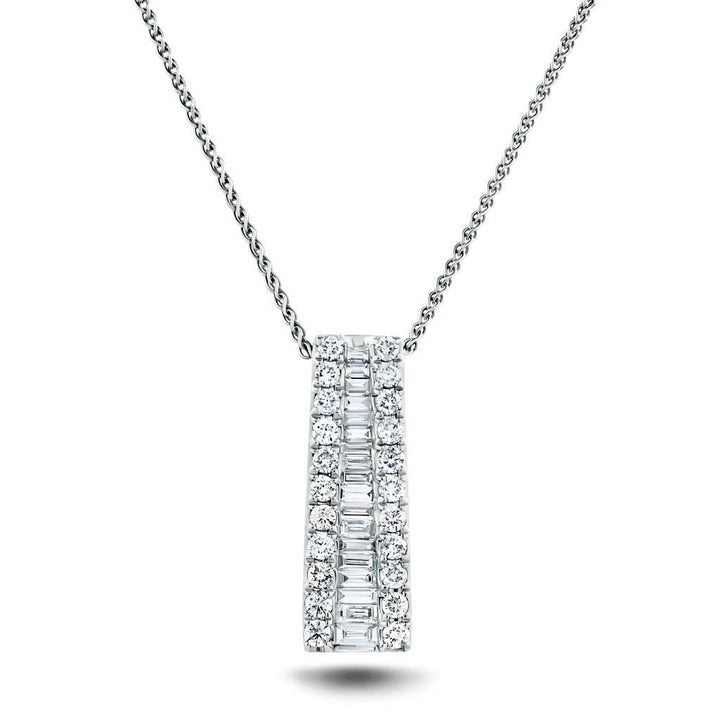 Colgante de gota de diamantes redondos y de talla baguette 0,75 ct G/SI Oro blanco de 18 k
