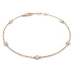 Round Diamond Chain Bracelet 0.12ct G/SI in 18k Rose Gold - All Diamond