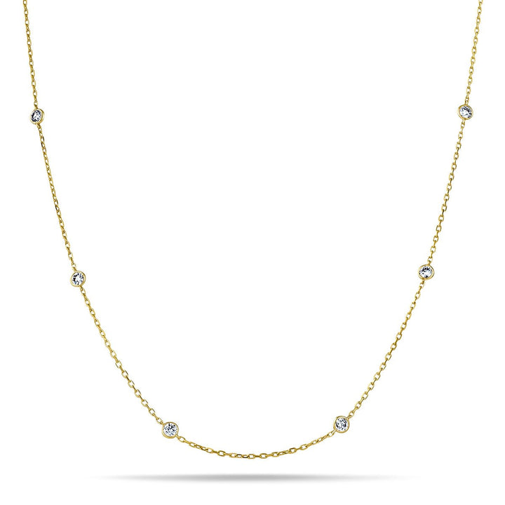 Round Diamond Chain Necklace 3.20ct G/SI 18k Yellow Gold 30