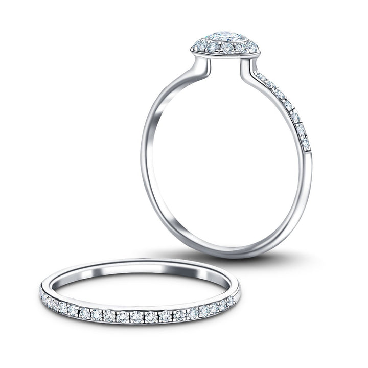 Anillo de bodas y compromiso con diamantes redondos 0,65 ct G/SI Oro blanco de 18 k
