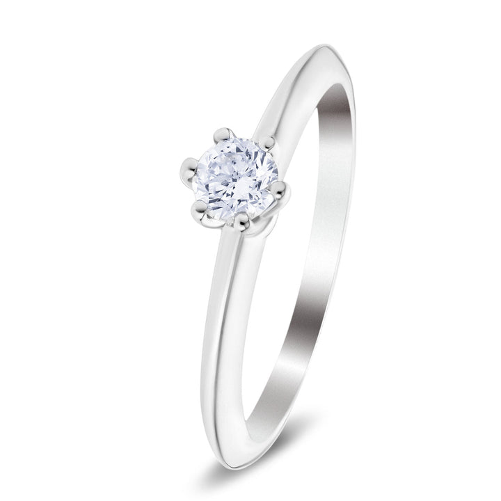 Anillo de compromiso de diamantes de seis puntas certificado de calidad G/SI de 0,25 quilates en platino