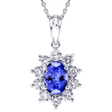 Tanzanite 0.50ct & 0.30ct G/SI Diamond Necklace in 18k White Gold - All Diamond