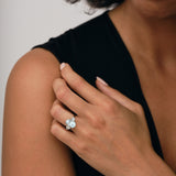 Three Stone Aquamarine 3.59ct & Diamond 0.68ct Ring in Platinum - All Diamond