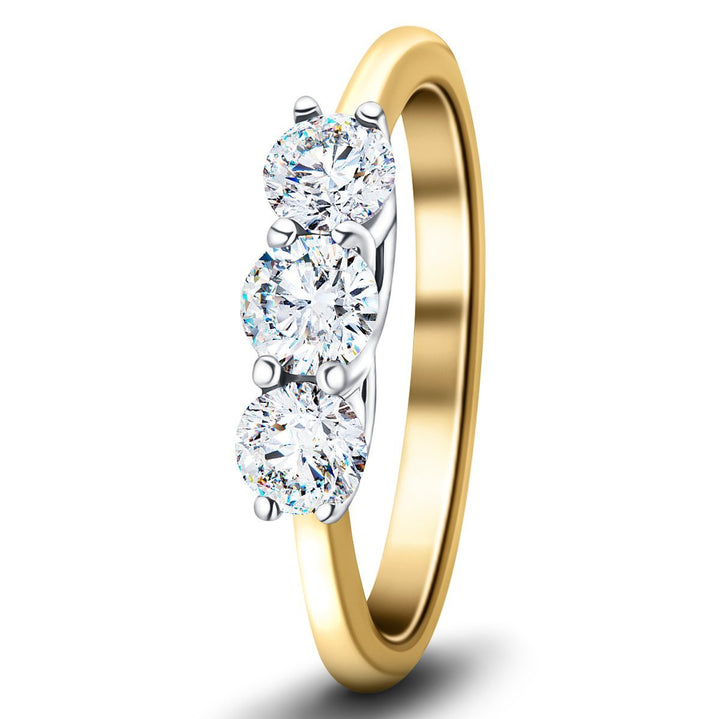 Three Stone Diamond Ring 2.00ct G/SI Quality 18k Yellow Gold