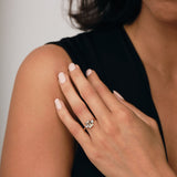 Three Stone Morganite 1.48ct & Diamond 0.31ct Ring in 9k Rose Gold - All Diamond