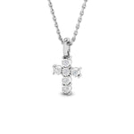 0.15ct Look Classic Claw Set Diamond Cross Pendant in 9k White Gold - All Diamond