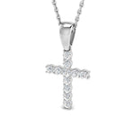 0.25ct Classic Claw Set Diamond Cross Pendant in 9k White Gold - All Diamond