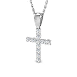 0.25ct Classic Claw Set Diamond Cross Pendant in 9k White Gold - All Diamond
