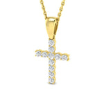 0.25ct Classic Claw Set Diamond Cross Pendant in 9k Yellow Gold - All Diamond
