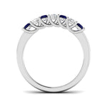0.35ct Blue Sapphire 0.20ct Diamond Seven Stone Ring 18k White Gold - All Diamond