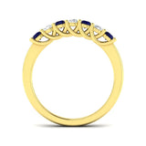 0.35ct Blue Sapphire 0.20ct Diamond Seven Stone Ring 18k Yellow Gold - All Diamond