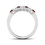 0.35ct Ruby 0.20ct Diamond Seven Stone Ring 18k White Gold - All Diamond