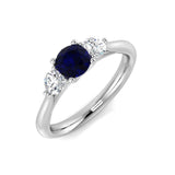0.50ct Blue Sapphire And 0.30ct Diamond Trilogy Ring in 18k White Gold - All Diamond