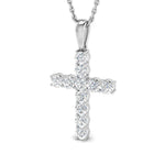 0.50ct Classic Claw Set Diamond Cross Pendant in 9k White Gold - All Diamond