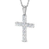 0.50ct Classic Claw Set Diamond Cross Pendant in 9k White Gold - All Diamond