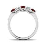 0.55ct Ruby 0.30ct Diamond Five Stone Ring 18k White Gold - All Diamond