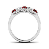 0.55ct Ruby 0.30ct Diamond Five Stone Ring 18k White Gold - All Diamond