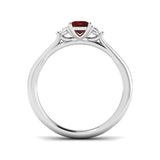 0.60ct Ruby with 0.20ct Diamond Trilogy Ring 18k White Gold - All Diamond