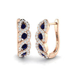 0.65ct Blue Sapphire & Diamond Hoop Earrings in 18k Rose Gold - All Diamond