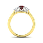 0.85ct Ruby And 0.30ct Diamond Trilogy Ring in 18k Yellow Gold - All Diamond