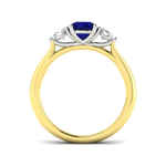 0.96ct Blue Sapphire And 0.54ct Diamond Trilogy Ring 18k Yellow Gold - All Diamond