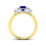0.96ct Blue Sapphire And 0.54ct Diamond Trilogy Ring 18k Yellow Gold - All Diamond