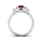 0.96ct Ruby And 0.54ct Diamond Trilogy Ring in 18k White Gold - All Diamond