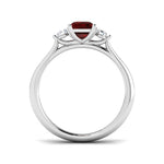 1.14ct Ruby with 0.21ct Diamond Trilogy Ring 18k White Gold - All Diamond