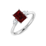 1.14ct Ruby with 0.21ct Diamond Trilogy Ring 18k White Gold - All Diamond