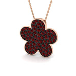 1.30ct Ruby Flower Shaped Necklace in 9k Rose Gold - All Diamond