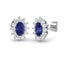 1.45ct Tanzanite & Diamond Oval Cluster Earrings 18k White Gold - All Diamond
