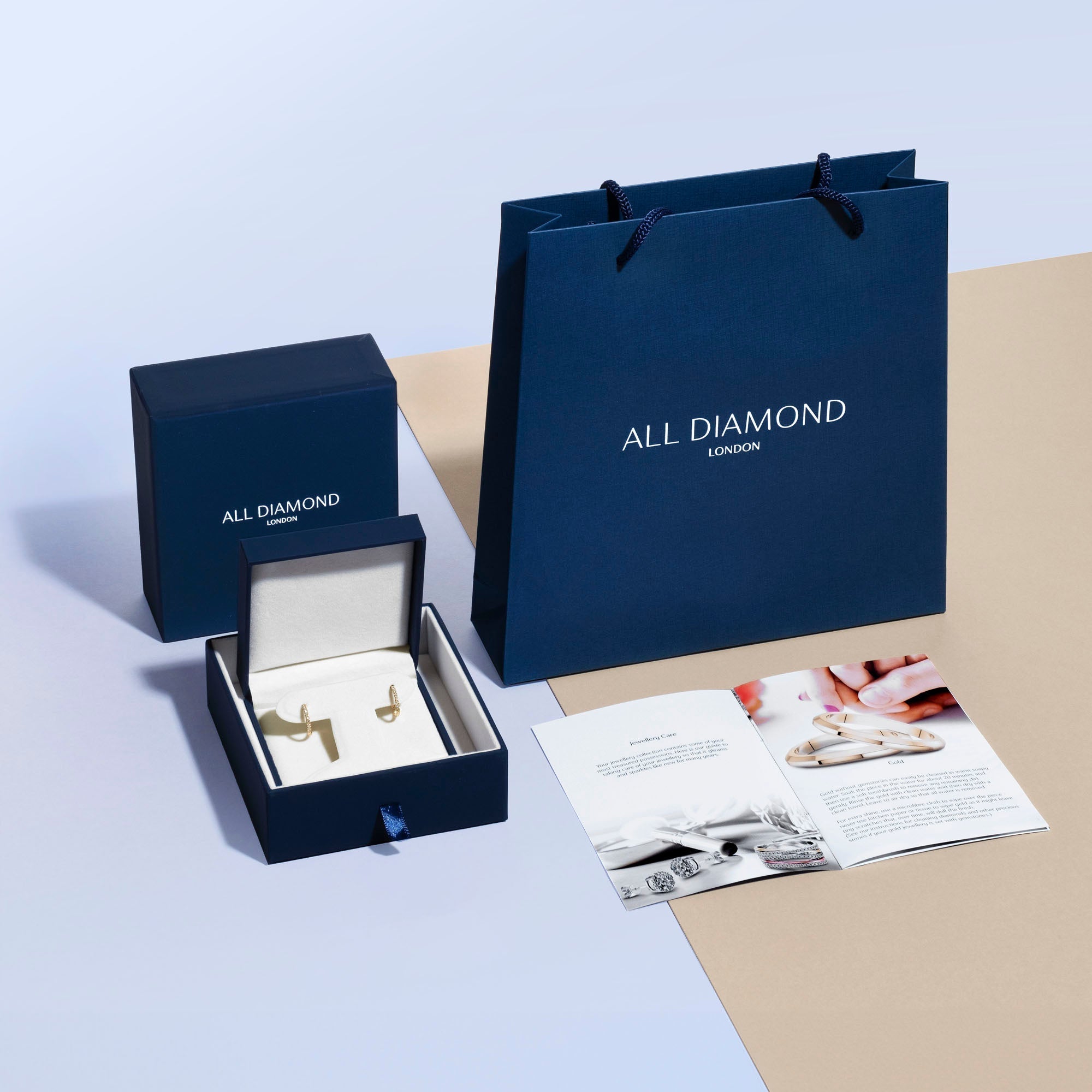 1.45ct Tanzanite & Diamond Oval Cluster Earrings 18k White Gold - All Diamond