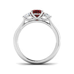 1.60ct Ruby with 0.25ct Diamond Trilogy Ring in 18k White Gold - All Diamond