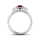 1.60ct Ruby with 0.25ct Diamond Trilogy Ring in 18k White Gold - All Diamond