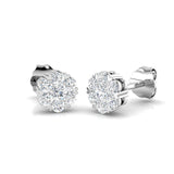 18k White Gold Diamond Cluster Earrings 0.75ct in G/SI Quality - All Diamond