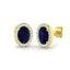 1.90ct Blue Sapphire & Diamond Oval Cluster Earrings 18k Yellow Gold - All Diamond