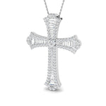 2.00ct Baguette and Round Cut Claw Set Diamond Cross in 18k White Gold - All Diamond