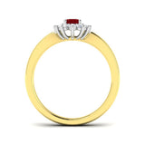 Oval 0.50ct Ruby 0.20ct Diamond Cluster Ring 18k Yellow Gold
