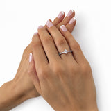 Anillo de compromiso de piedra lateral de pera con diamante certificado 0,80 ct E/VS oro blanco de 18 k