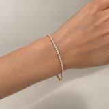 Brazalete clásico de tenis con diamantes de 3,00 ct G/SI en oro amarillo de 18 k