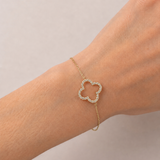 Pulsera Trébol de Diamantes 0.15ct Calidad G/SI en Oro Amarillo 18k