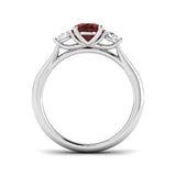 1.60ct Ruby with 0.25ct Diamond Trilogy Ring in 18k White Gold