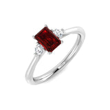 0.60ct Ruby with 0.20ct Diamond Trilogy Ring 18k White Gold