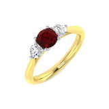 0.85ct Ruby And 0.30ct Diamond Trilogy Ring in 18k Yellow Gold