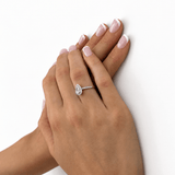 Certified Diamond Halo Pear Engagement Ring 0.85ct 18k White Gold - All Diamond