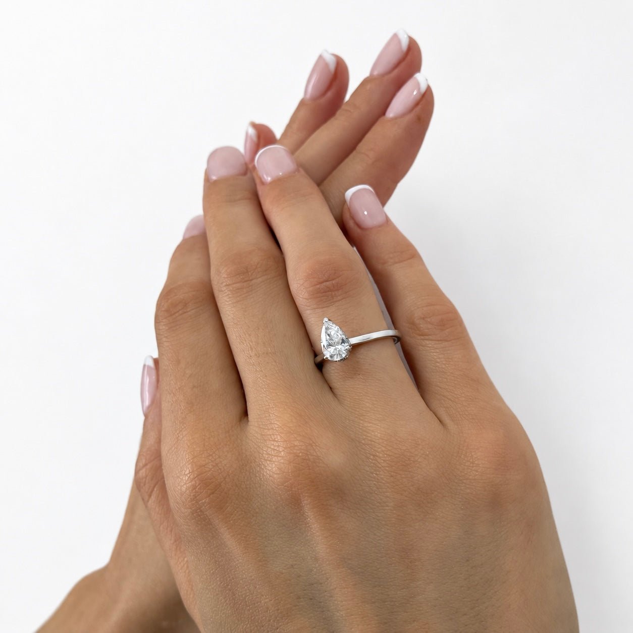 Certified Diamond Pear Solitaire Engagement Ring 1.50ct G/SI 18k White Gold - All Diamond