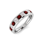 Channel Ruby & Diamond Half Eternity Ring 0.90ct 18k White Gold - All Diamond