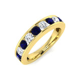 Channel Sapphire & Diamond Half Eternity Ring 1.15ct 18k Yellow Gold - All Diamond
