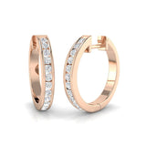 Channel Set Diamond Hoop Earrings 0.50ct G/SI 18k Rose Gold 20.0mm - All Diamond