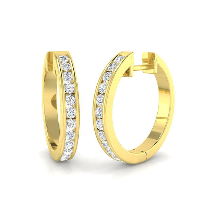Aretes tipo argolla con diamantes y montura de canal 0,50 ct G/SI Oro amarillo de 18 k 20,0 mm